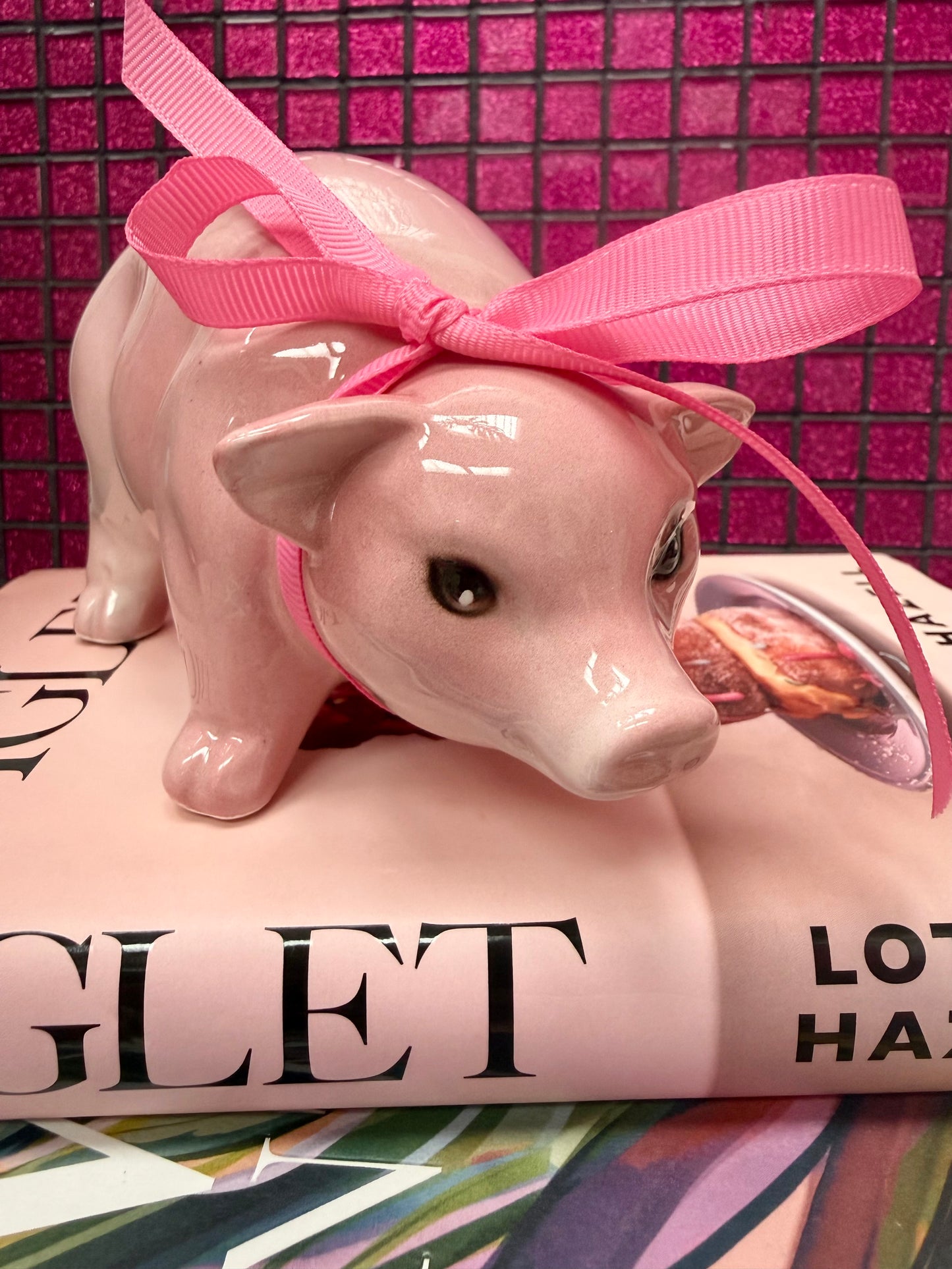 'Oink' Baby Pink Ceramic Pig Statue