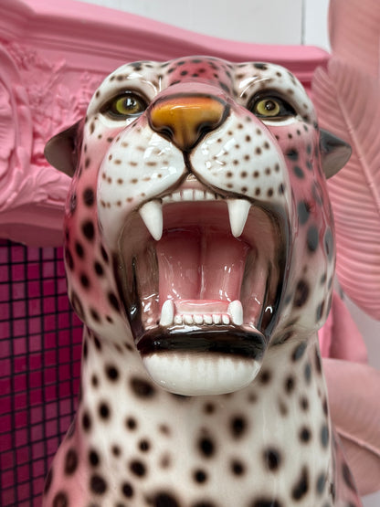 'Rizo' PINK EXCLUSIVE XXL Ceramic Leopard Statue Vintage