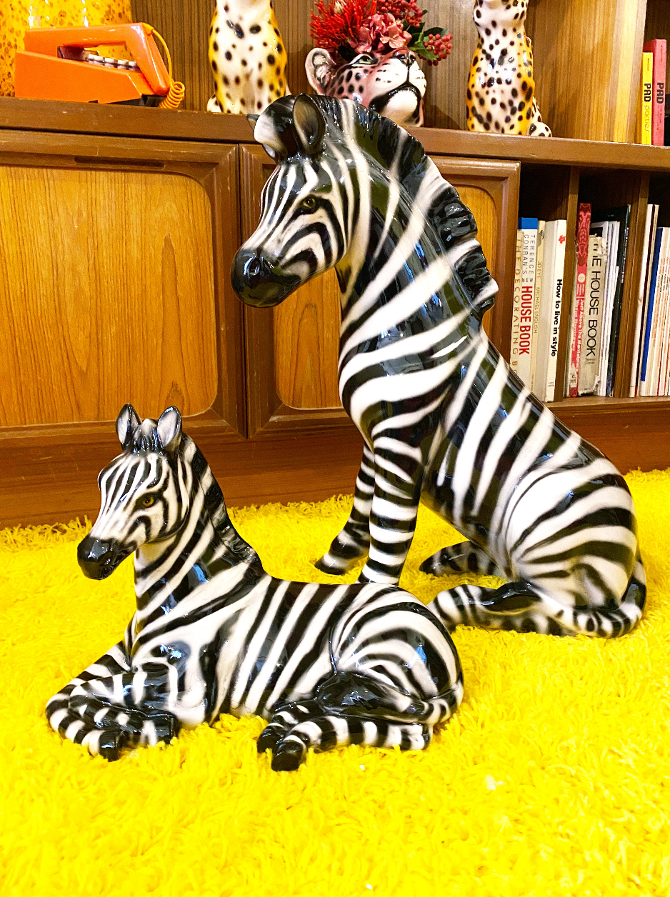 'Zoe' Mini Ceramic Zebra Statue Vintage