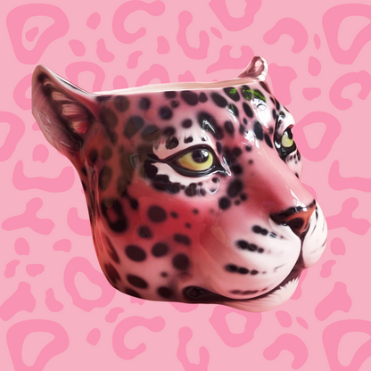 'Penelope' XL Pink Ceramic Leopard Planter