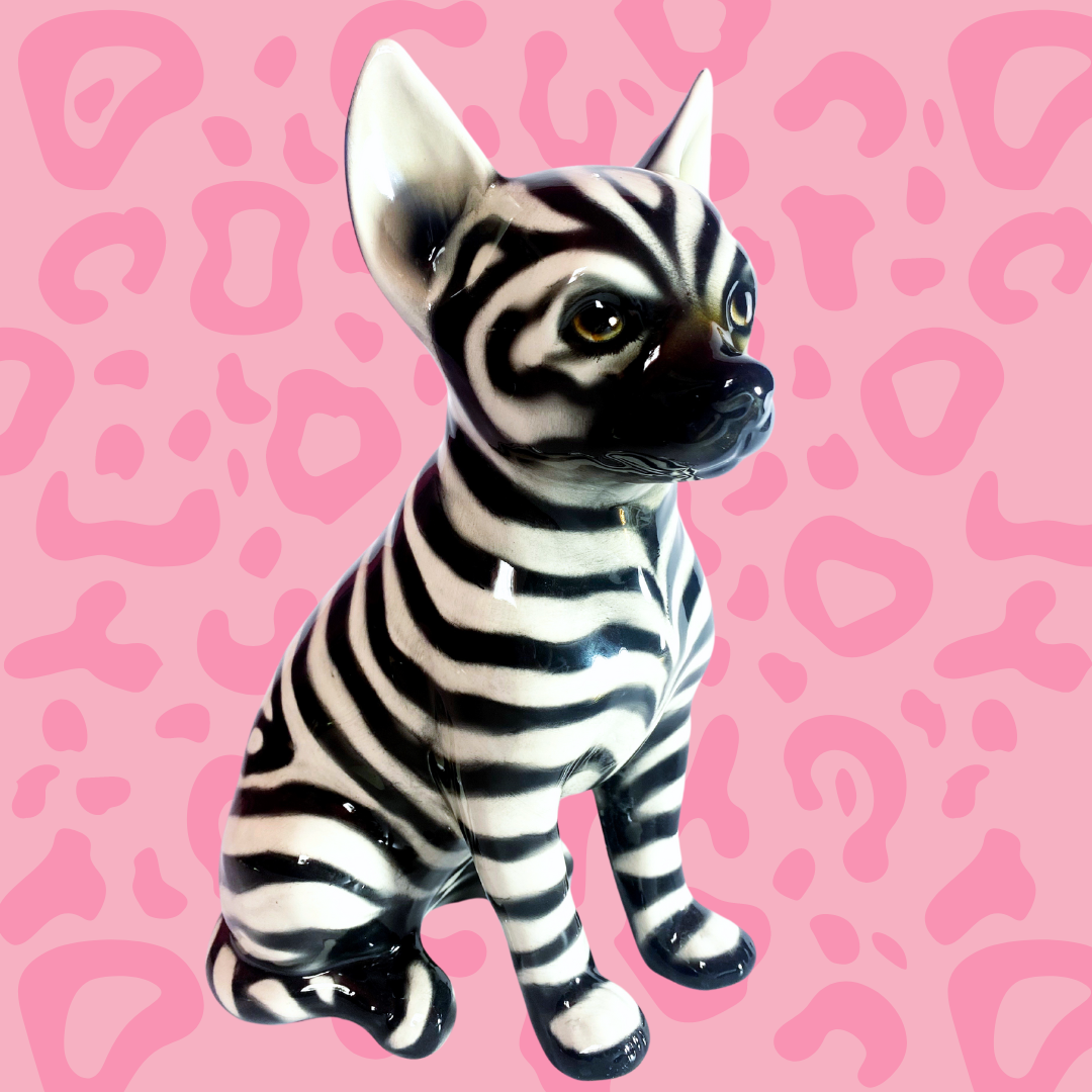 'Zoro' Zebra print Chihuahua Dog Italian Ceramic Statue