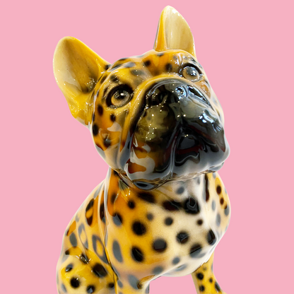 'Charles' Leopard Print French Bulldog Dog Statue