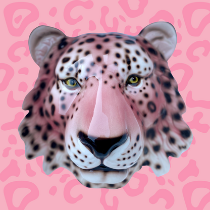 'Tallulah' Pink Ceramic Leopard Mask Wall Hanging