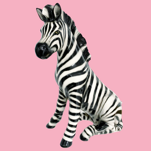 'Zaza' Large Ceramic Zebra Statue Vintage