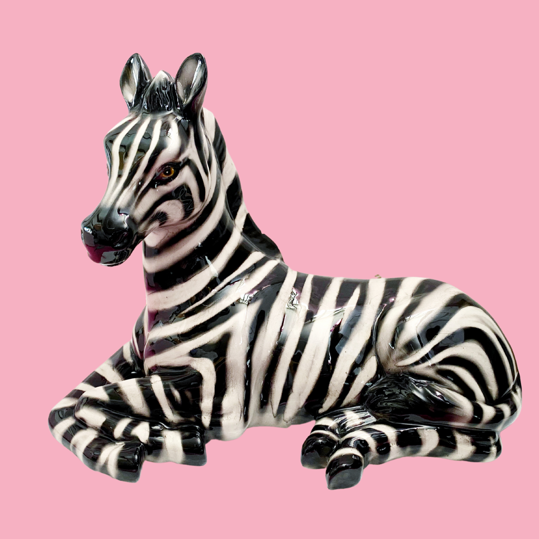 'Zoe' Mini Ceramic Zebra Statue Vintage