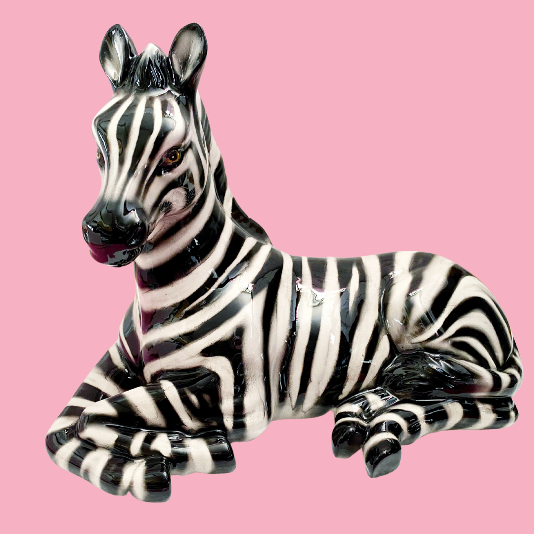 'Zoe' Mini Ceramic Zebra Statue Vintage