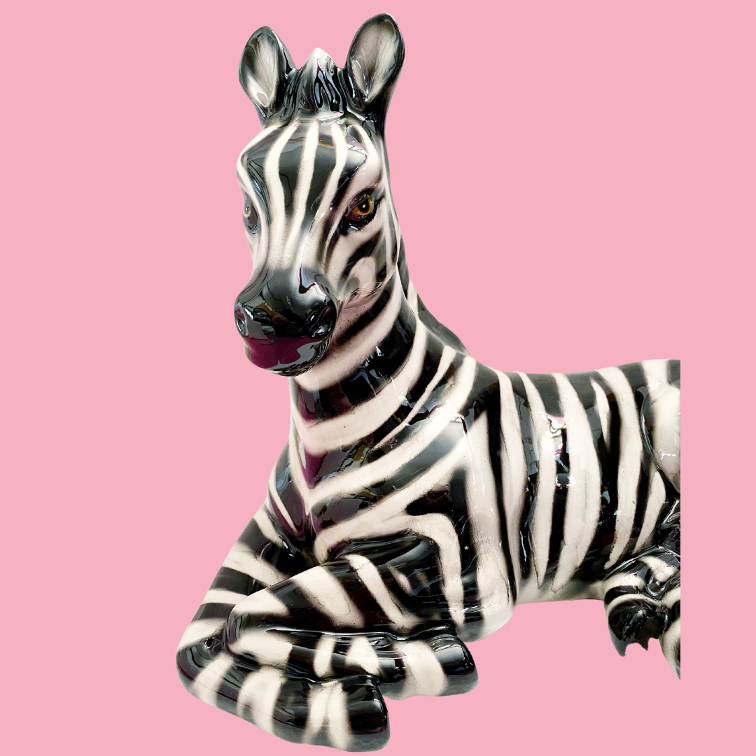 'Zoe' Mini Ceramic Zebra Statue Vintage