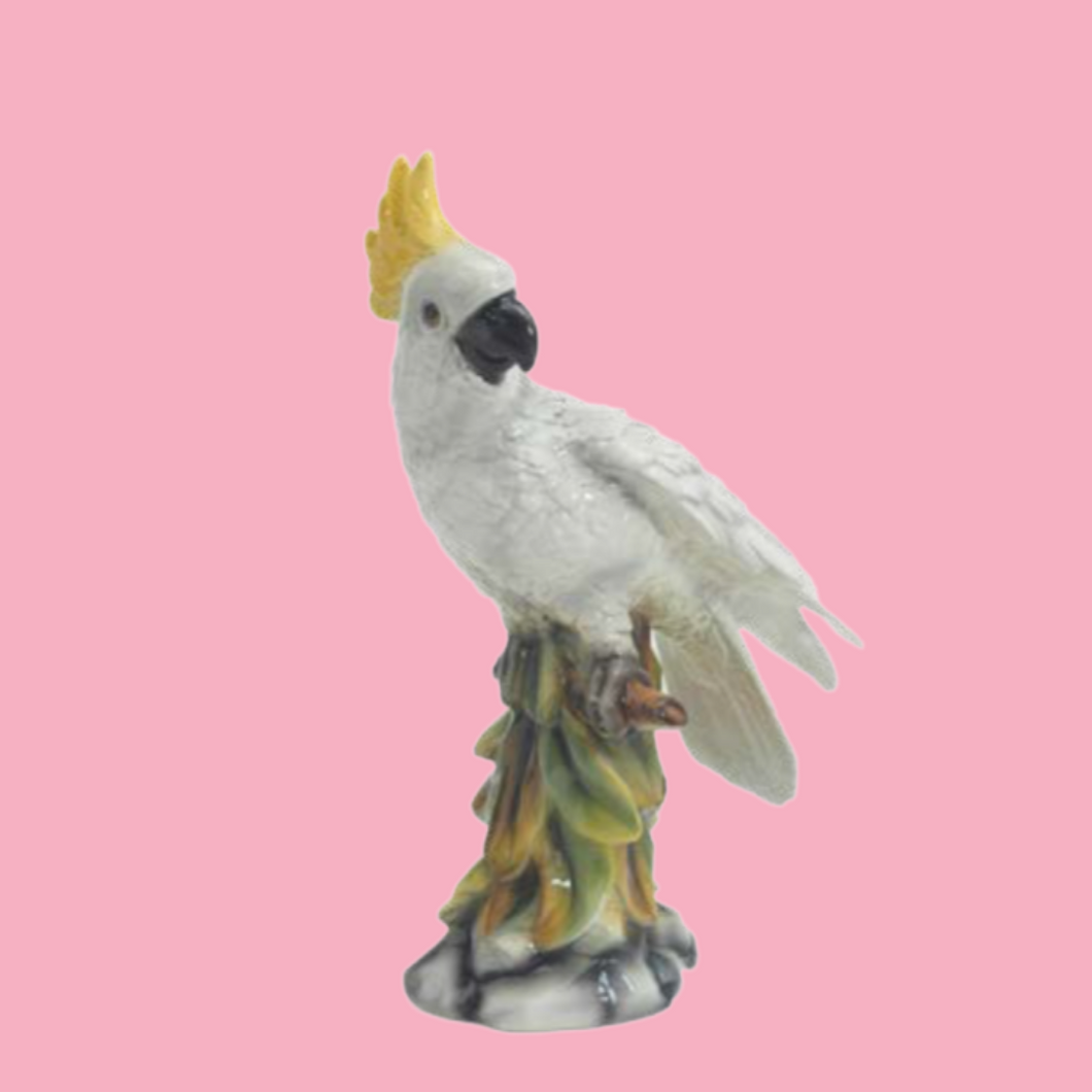 'Mango' White Ceramic Cockatoo Statue Vintage