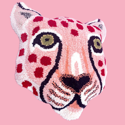 NEW 'Strawberry' Large Pink & Red Leopard Face Dogwood Lifestyle Cushion