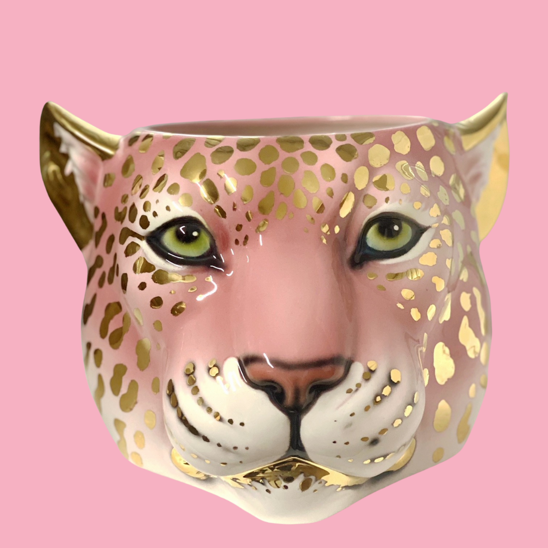 'Sparkle' Pink 24k Gold Medium Leopard Planter