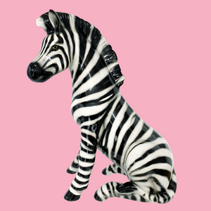 'Zaza' Large Ceramic Zebra Statue Vintage