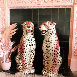 NEW 'Frenchie' EXCLUSIVE PINK Large Ceramic Leopard Statue Vintage