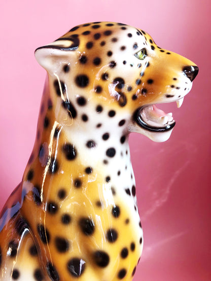 'Arlo' Large Ceramic Leopard Statue Vintage