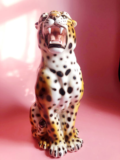 'Belle' Medium Ceramic Leopard Statue Vintage