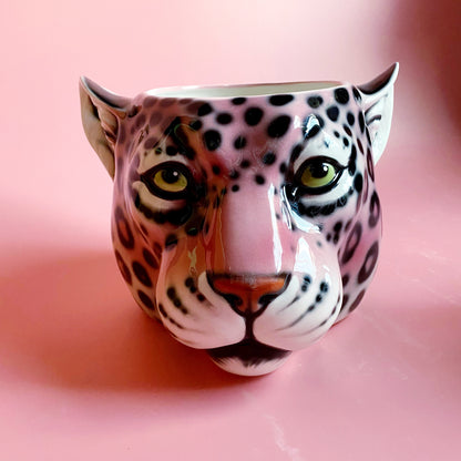 'Mel' Medium Pink Ceramic Leopard Planter