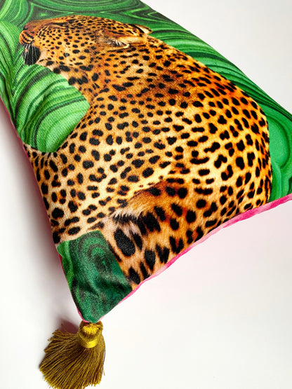 'Malachite Leopard' Luxury Cushion