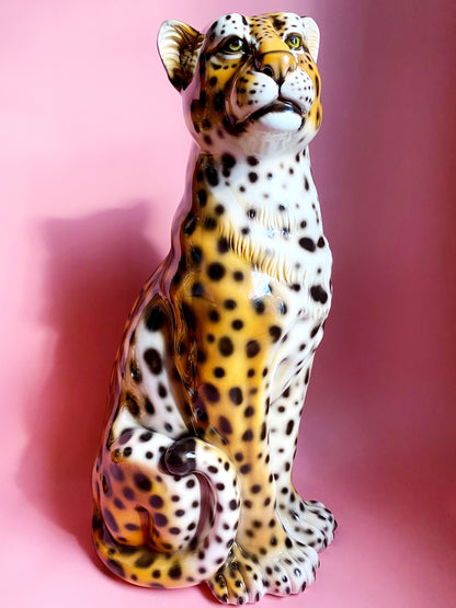 'Dolly' Large Ceramic Leopard Statue Vintage