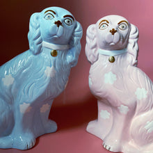 Load image into Gallery viewer, NEW &#39;Mixed&#39; Pair of Blue &amp; Pink Sitting Staffordshire Wally Dog Ceramic Statue