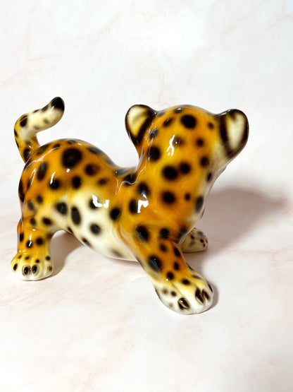 Baby 'Scout' Prowling Classic Leopard Statue Vintage