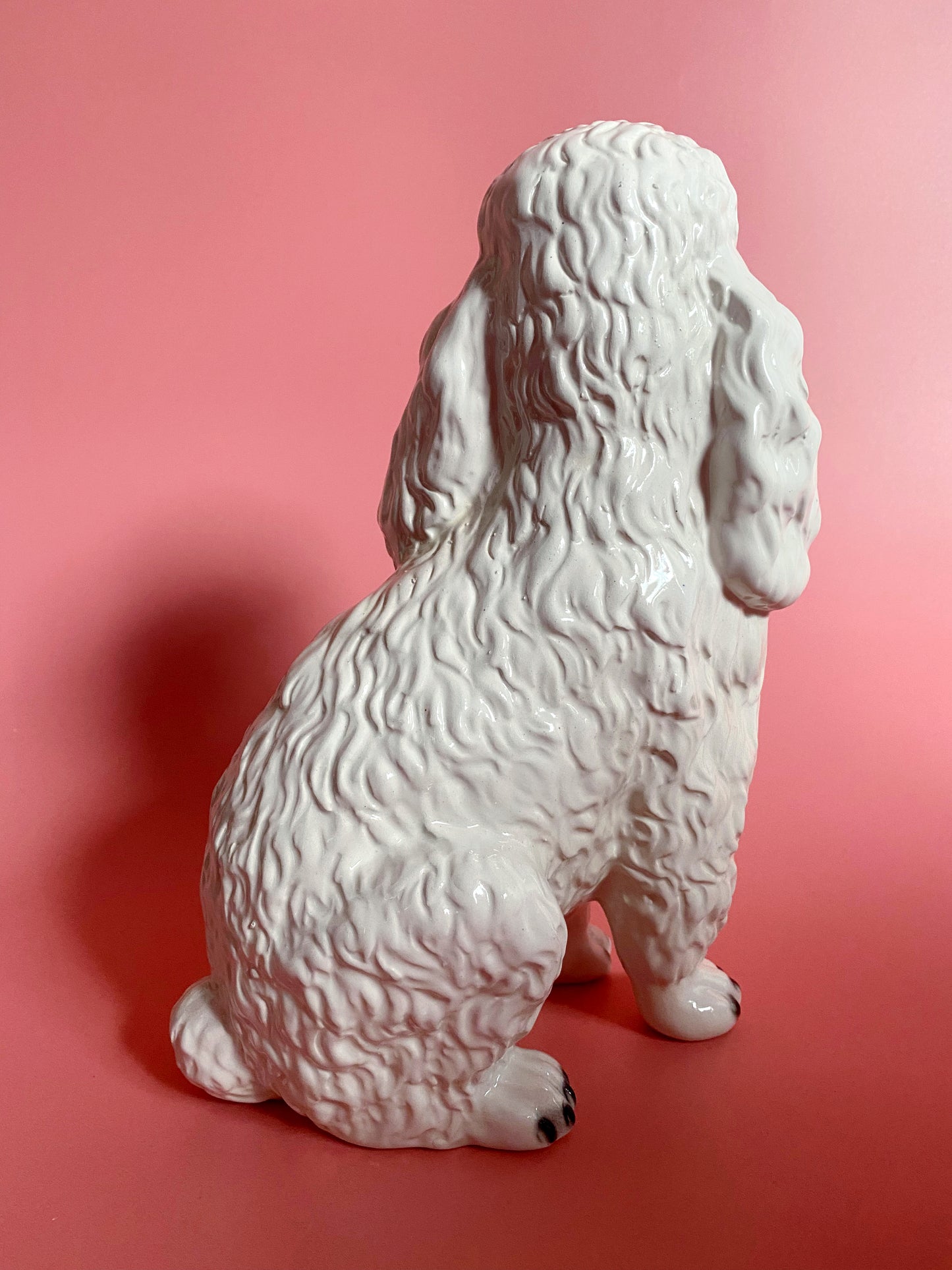 'Luna' White Sitting Poodle Dog Ceramic Statue