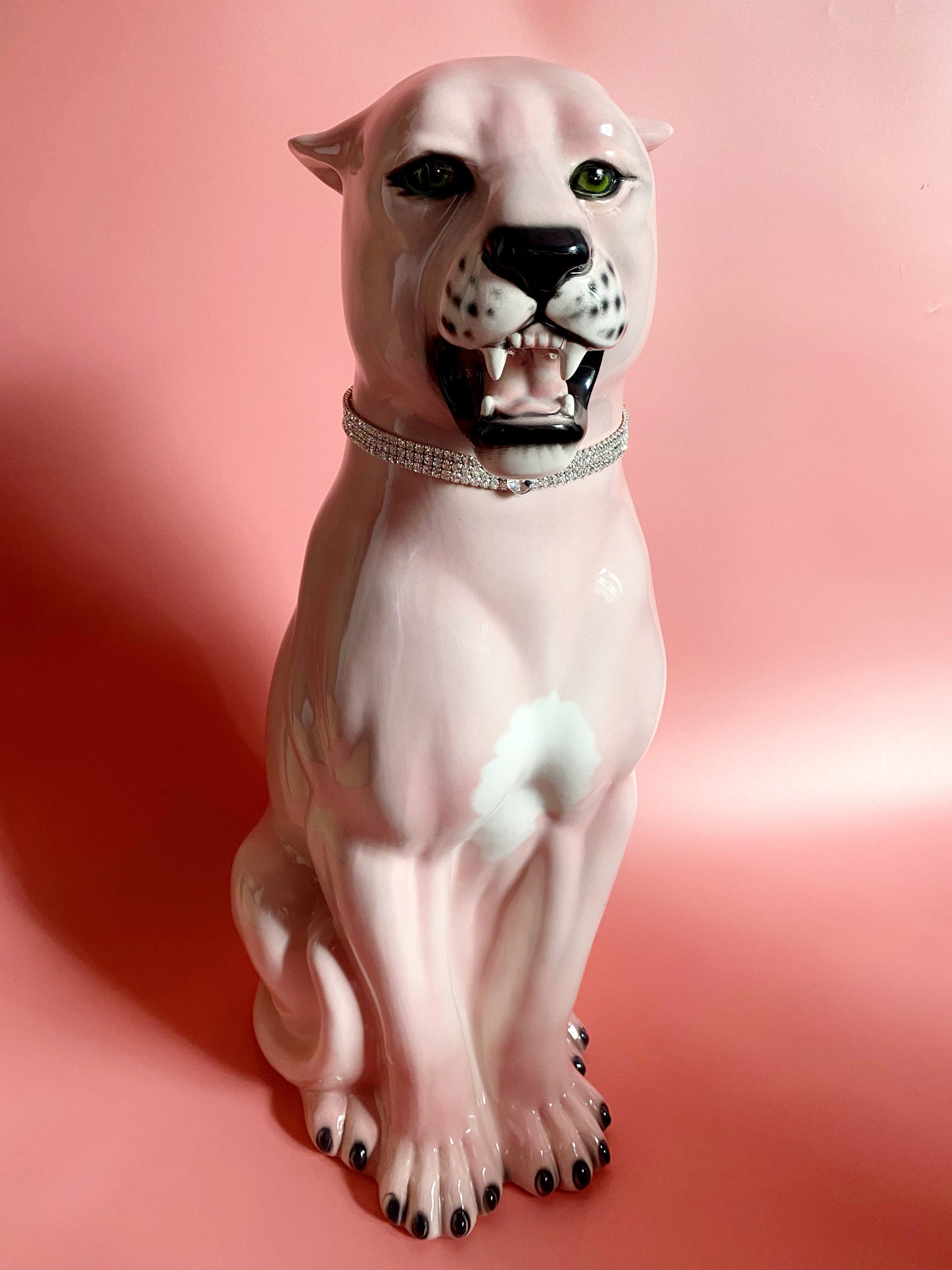 'Cindy' Large Ceramic Pink Panther Statue Vintage Dogwood Lifestyle