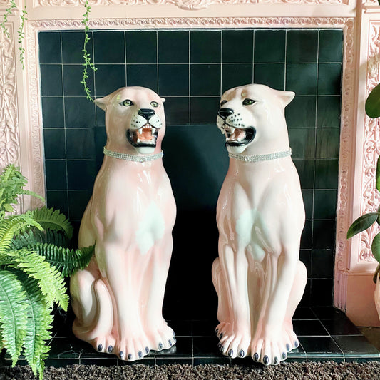 Exclusive Vintage Pink Leopard Statues – Dogwood Lifestyle