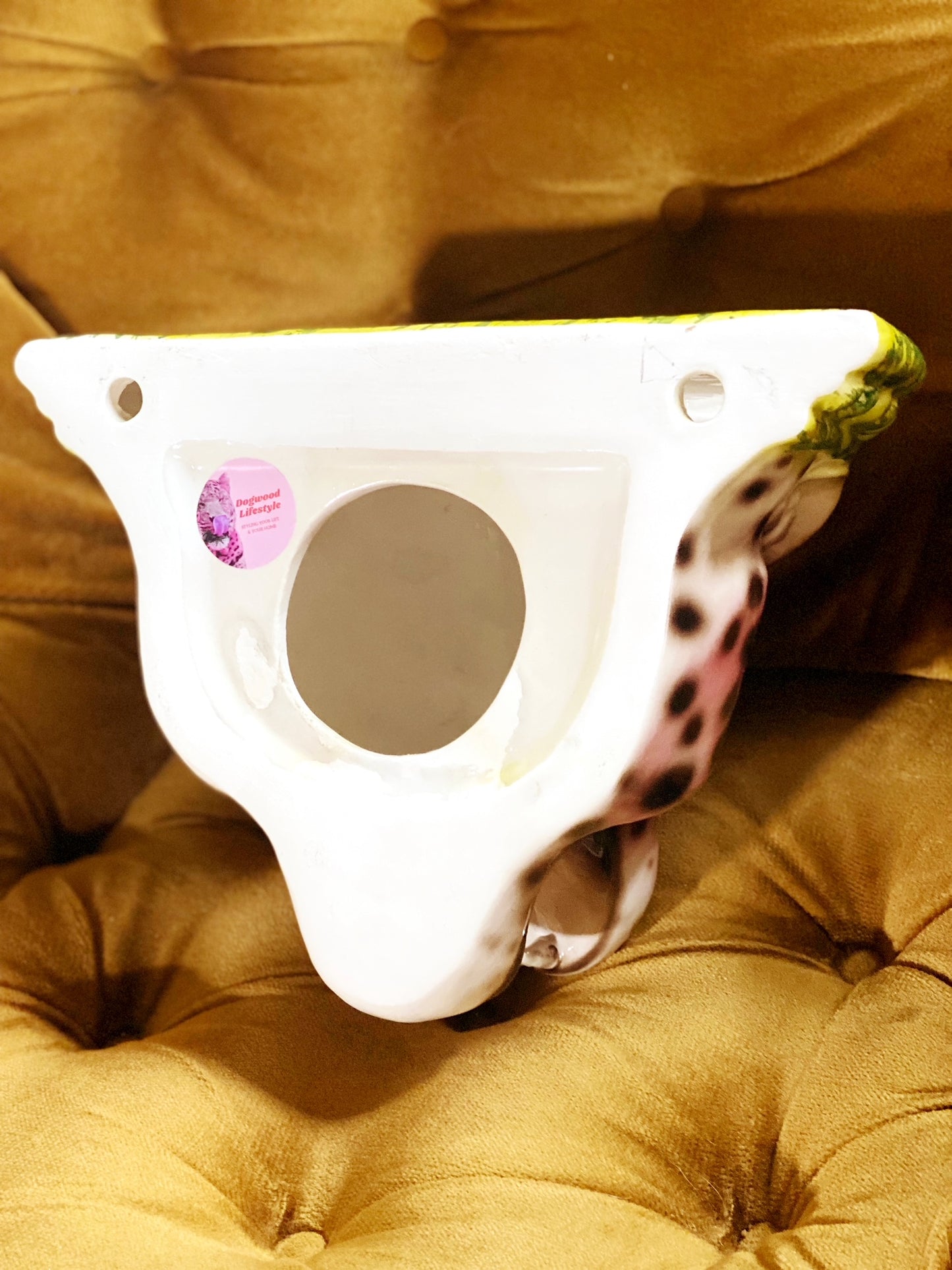 'Kate' Pink Ceramic Leopard Statue Wall Shelf