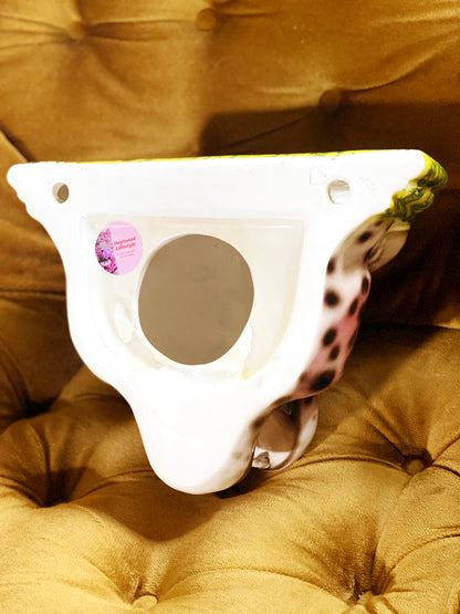 'Kate' Pink Ceramic Leopard Statue Wall Shelf
