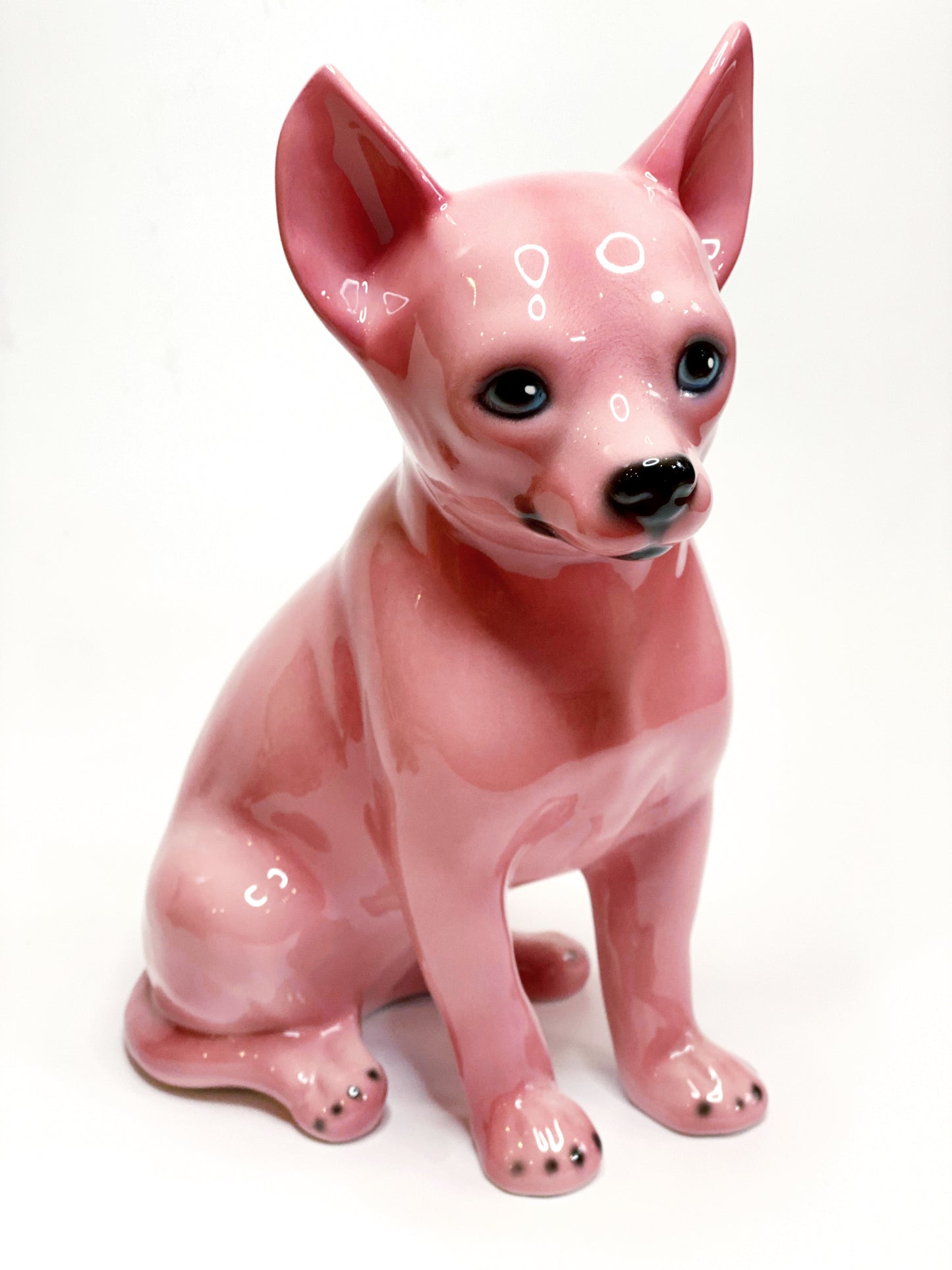 'Chico' Baby Pink Chihuahua Dog Italian Ceramic Statue