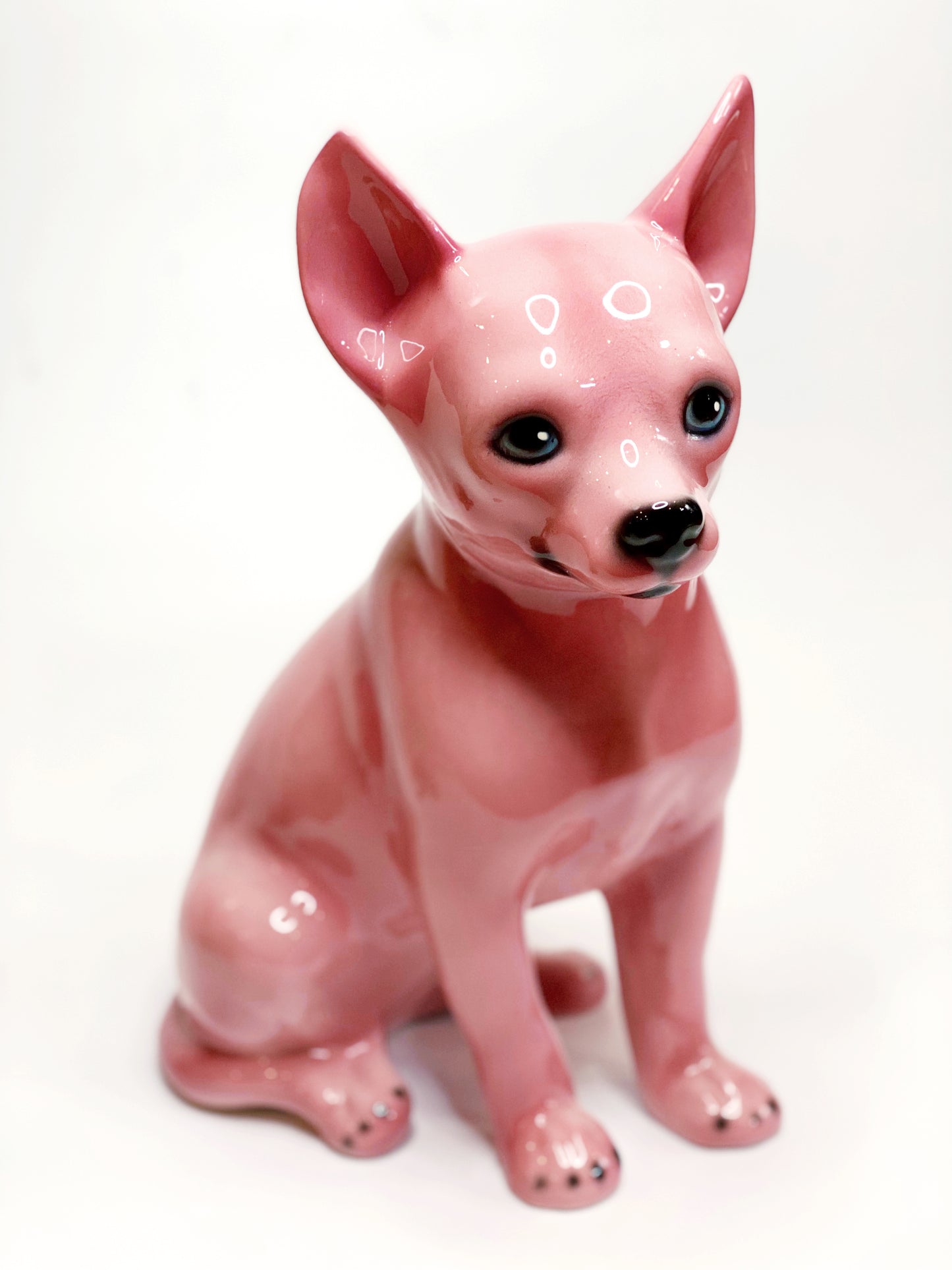 'Chico' Baby Pink Chihuahua Dog Italian Ceramic Statue