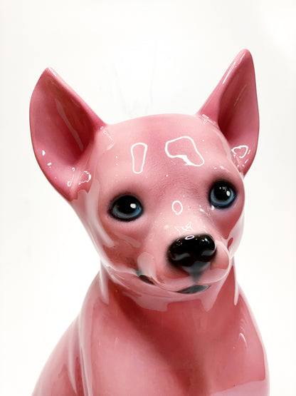 'Chico' Baby Pink Chihuahua Dog Italian Ceramic Statue