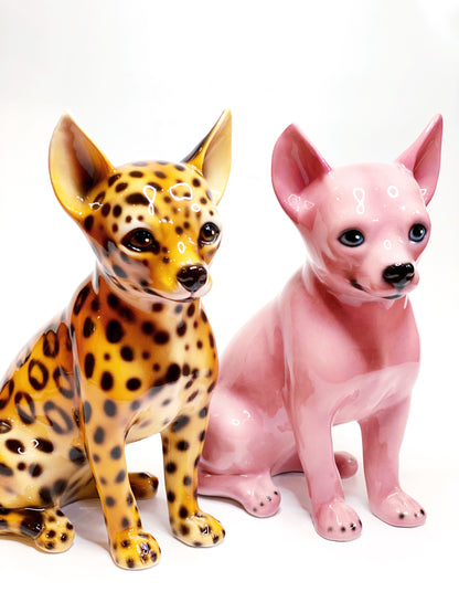 'Chico' Baby Pink Chihuahua Dog Italian Ceramic Statue