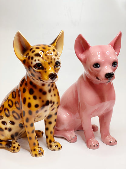 'Chico' Baby Pink Chihuahua Dog Italian Ceramic Statue