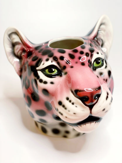 'Hellen' Pink Ceramic Leopard Head Flower Vase