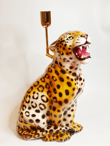 'Aster' Small Classic Ceramic Leopard Statue Lamp