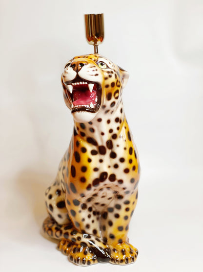 'Aster' Small Classic Ceramic Leopard Statue Lamp