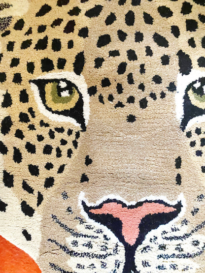 'Biscuit' Caramel Leopard Face Rug 3ft