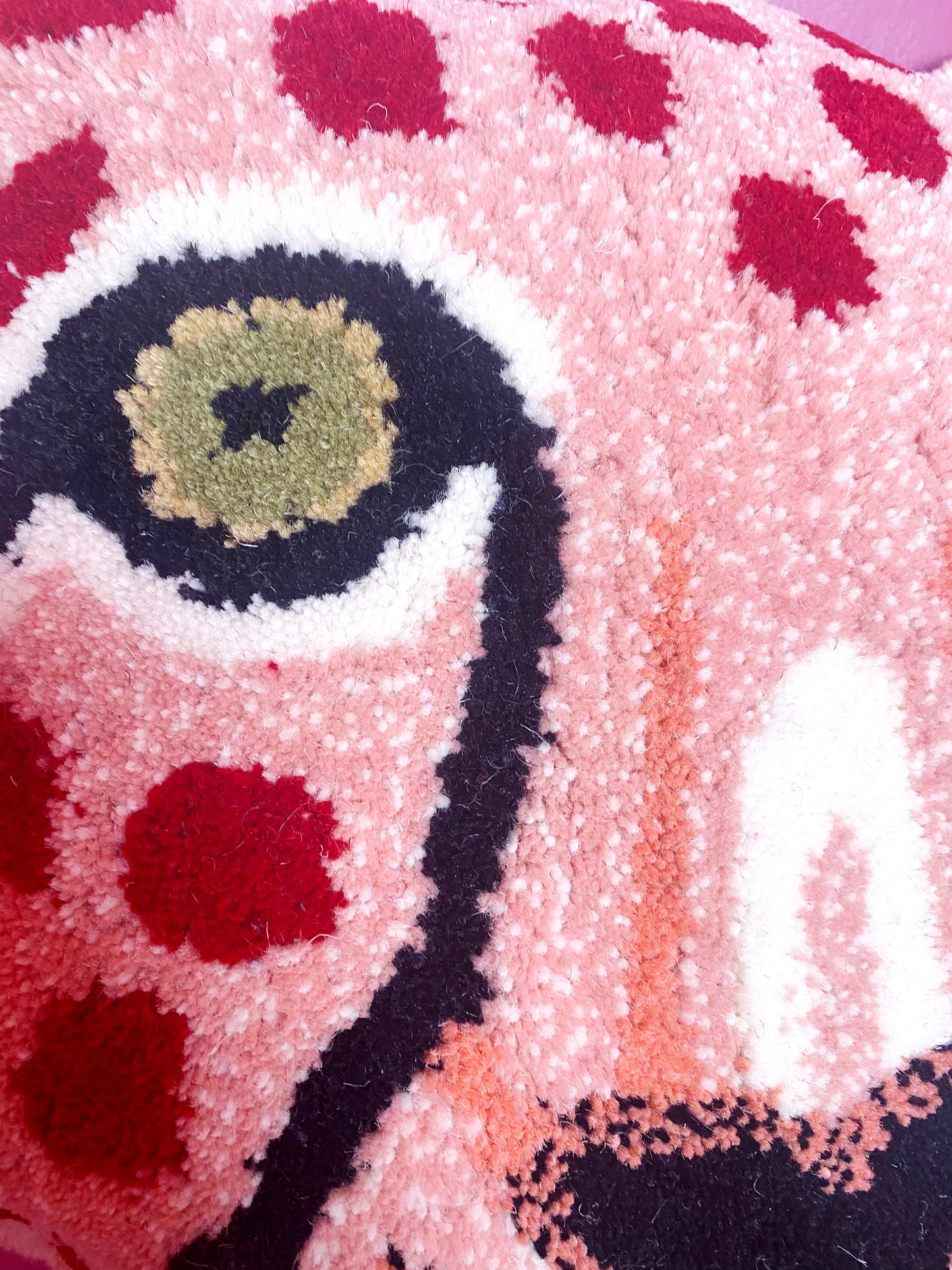 'Strawberry' Large Pink & Red Leopard Face Cushion