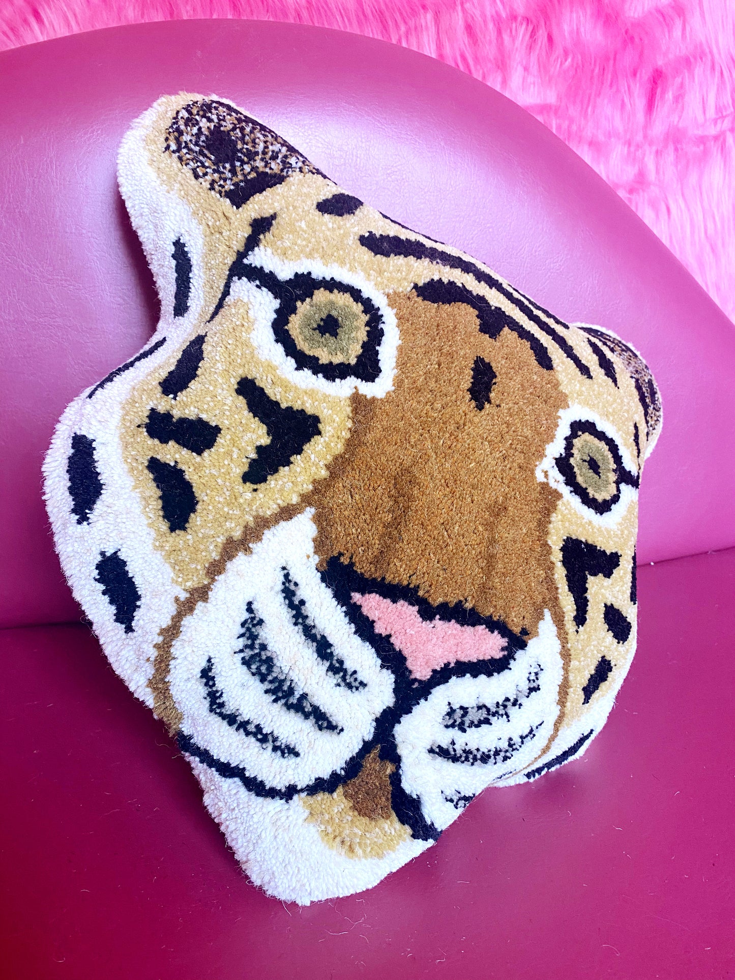 'Rugby' Large caramel Tiger Face Cushion
