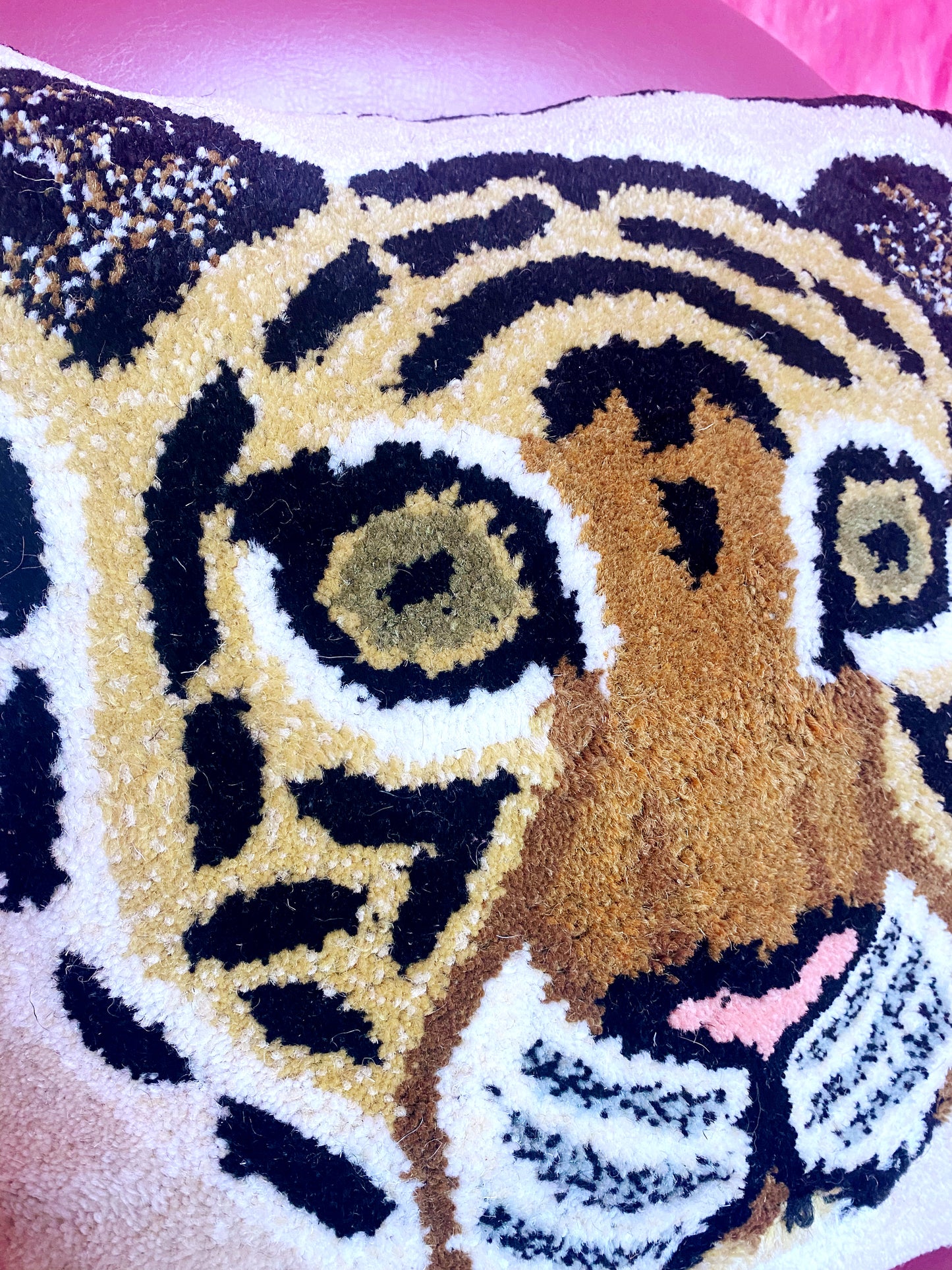 'Rugby' Large caramel Tiger Face Cushion