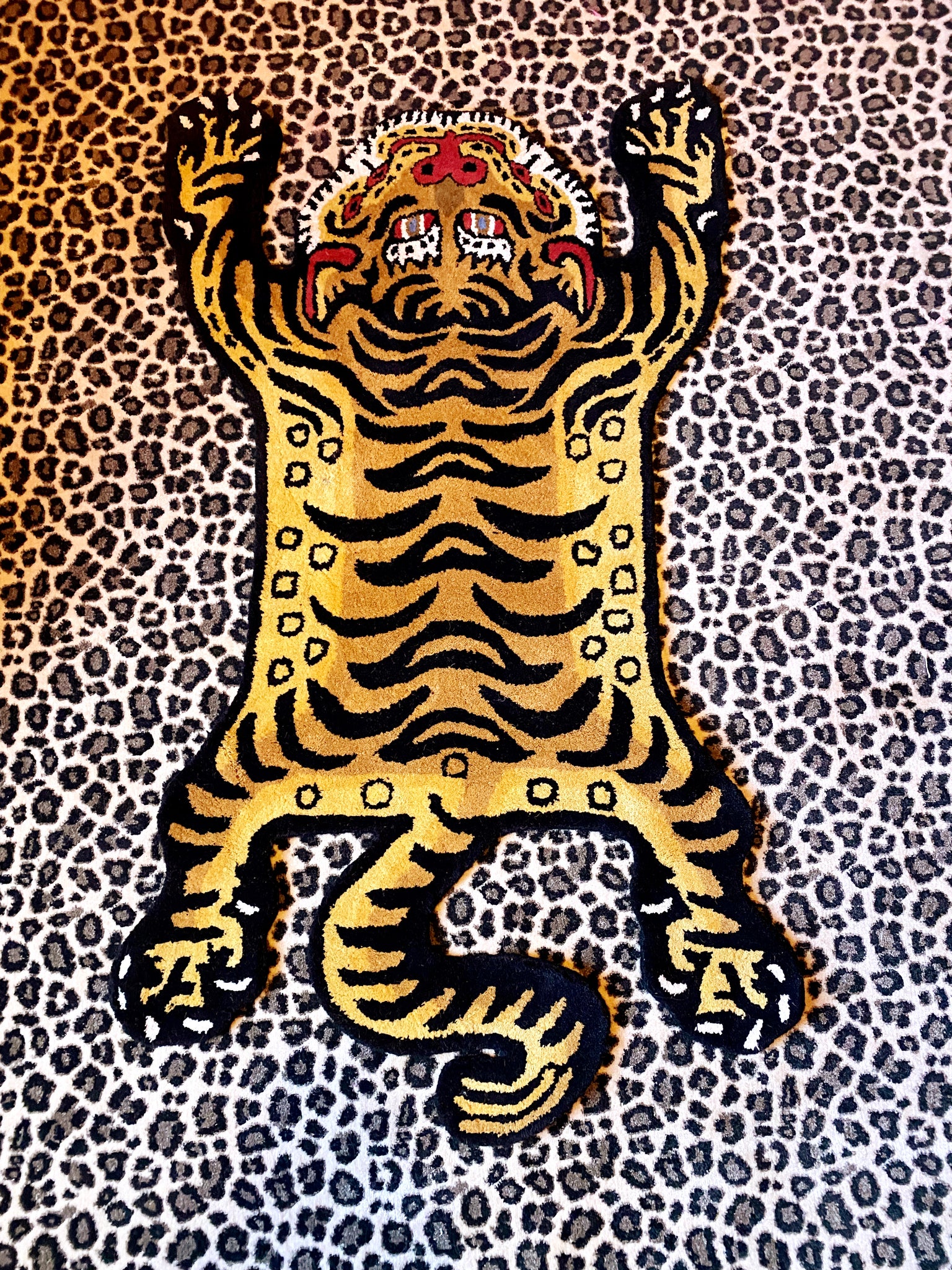 NEW 'Raj' Traditional orange Tibetan Tiger Rug 5ft x 3ft – Dogwood