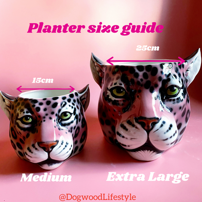 'Mel' Medium Pink Ceramic Leopard Planter