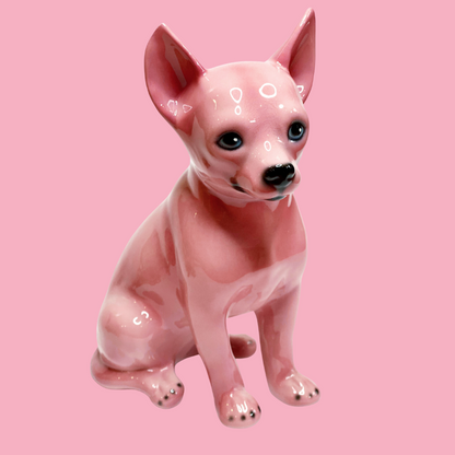 'Chico' Baby Pink Chihuahua Dog Italian Ceramic Statue